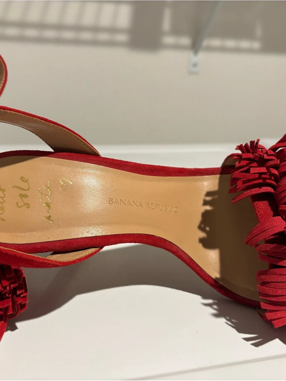 Banana Republic Red Suede Fringe Slingback Heels - Picture 4 of 4